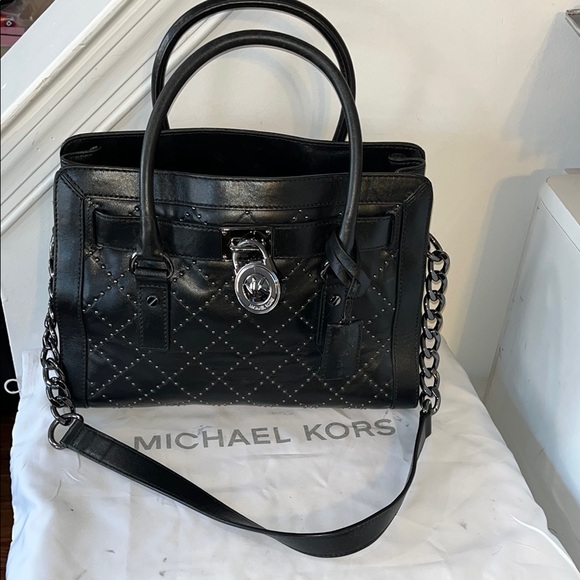 MICHAEL KORS HAMILTON QUILTED LEATHER SATCHEL - Picture 1 of 11
